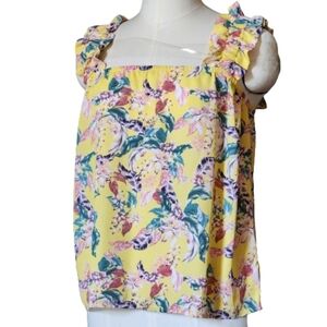 Alex & lili floral rushed top size medium color yellow